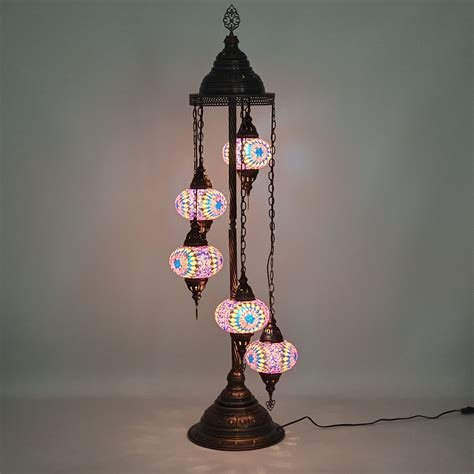 Turkish Mosaic Floor Lamps UK | 5 and 7 Globe Moroccan Floor Lamps ...