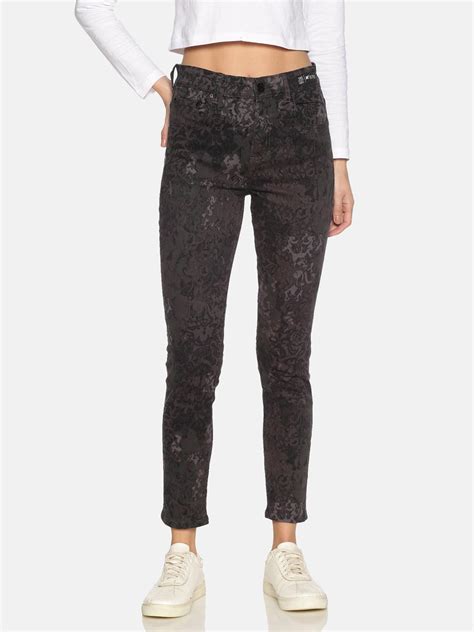High Waisted Skinny Women Jeans With Abstract Print And Wash All Over ...