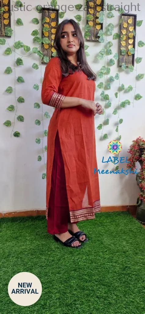 Rustic orange zari straight cut Kurta – MEENAKSHI CLOTHING