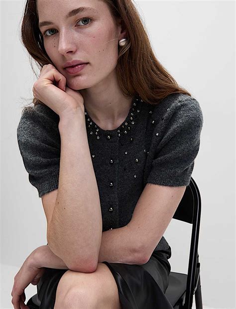 Buy Embellished Cropped Cardigan at Marks & Spencer