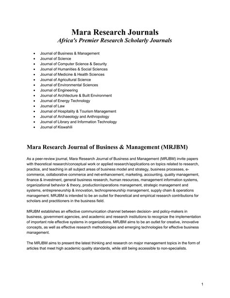 Mara Research Journals | DOC