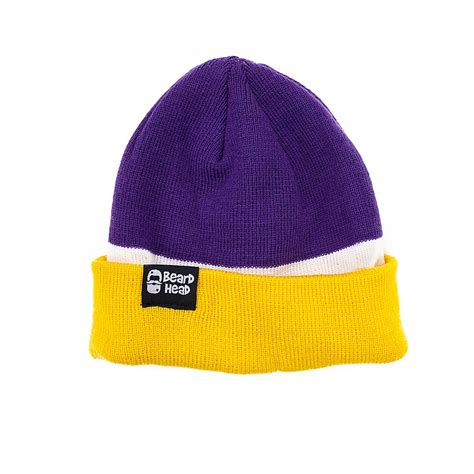 BEARD HEAD Minnesota Tailgate Barbarian Beard Beanie Hat (Purple/Yellow ...