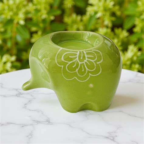 Green Elephant Tealight Candle Holder | Festive Decor by Lupaava