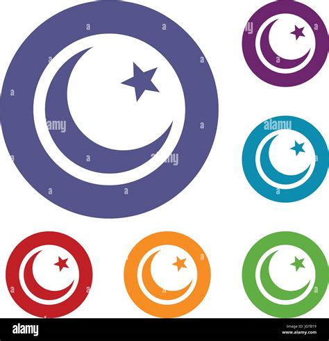Crescent and star icons set Stock Vector Image & Art - Alamy