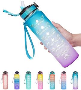 NIPTRON Unbreakable Silicone Water Bottle 1 Liter with Motivational ...