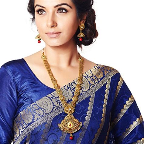 Buy Apara Copper Long Haram Mala & Necklace Set Maang Tikka Combo of ...