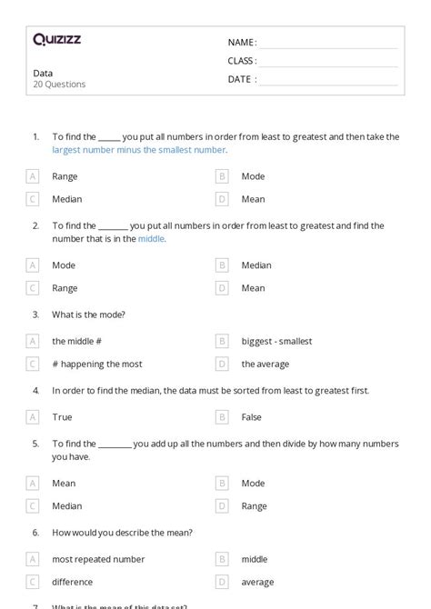 50+ Mean, Median, and Mode worksheets for 3rd Class on Quizizz | Free ...