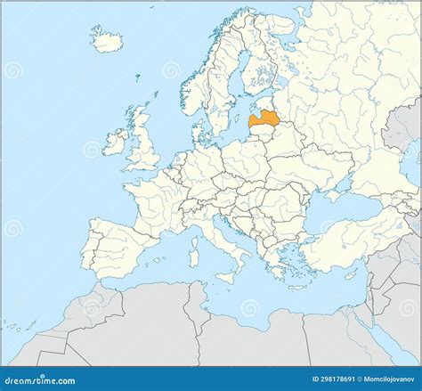Location Map of the REPUBLIC of LATVIA, EUROPE Stock Illustration - Illustration of physical ... - map of europe latvia