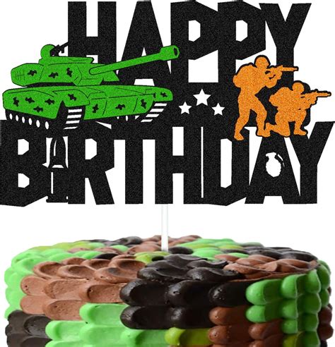 Buy Tank Cake Topper Happy Birthday Sign Cake Decorations for Kids Boy ...