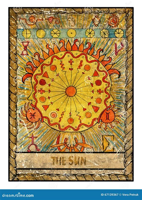 Old Tarot Cards. Full Deck. the Sun Stock Illustration - Illustration ...