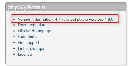 phpMyAdmin Update 的图像结果