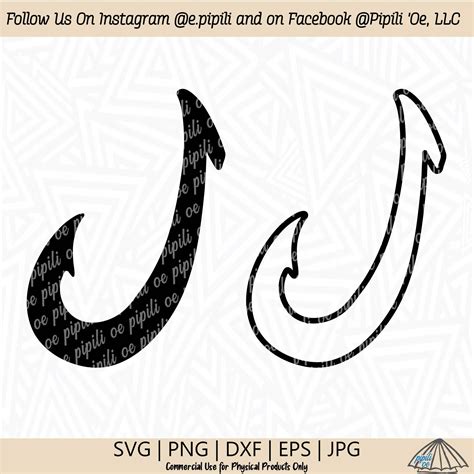 Hawaiian Fishing Hook Outline