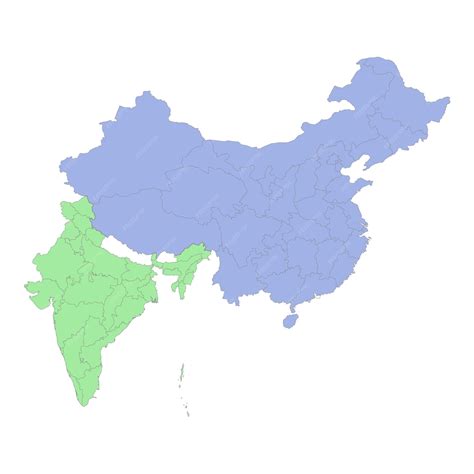 Premium Vector | High quality political map of china and india with borders of th