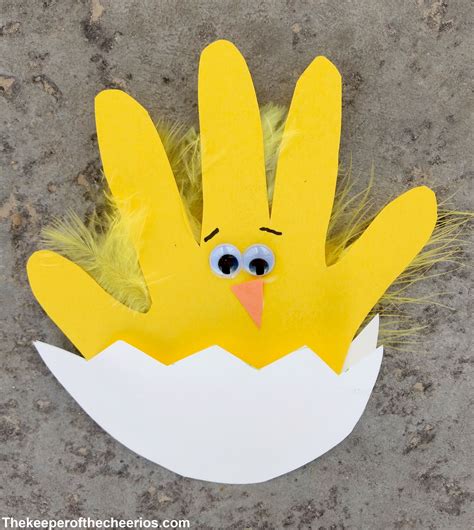 Easter chick handprint card - The Keeper of the Cheerios | Easter ...