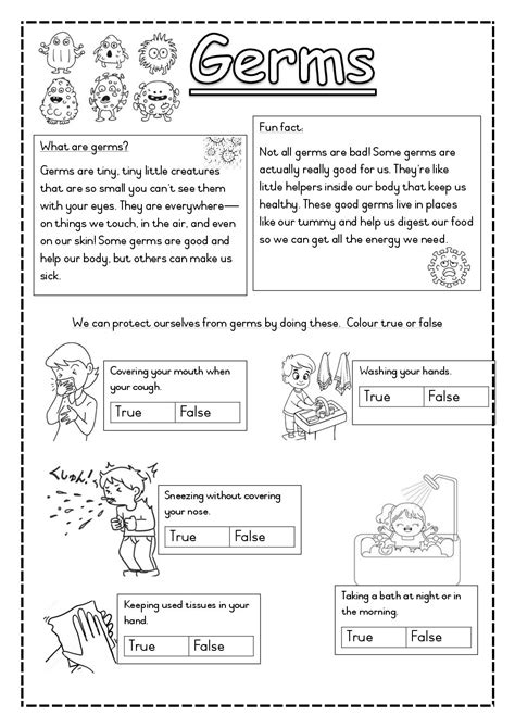 Germs Worksheets Printable 1St Grade - Worksheets HQ