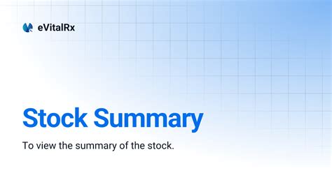 Stock Summary | eVitalRx