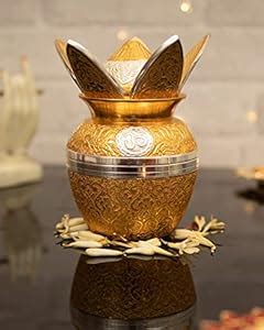 Homesake® Brass Kailash Lota with Leaf with Brass Coconut for Pooja ...