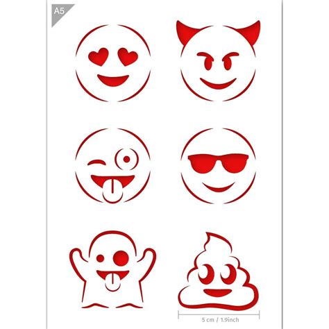 Buy QBIX Emoji Stencil - Emoticons Stencil - Smiley Stencil - A5 Size ...