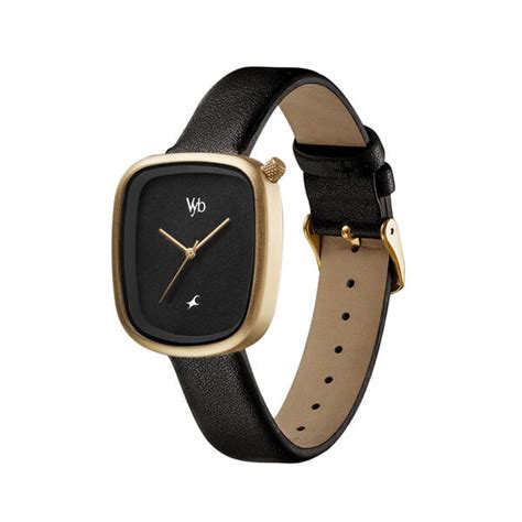 Buy Online Fastrack Vyb Prodigy Quartz Analog Black Dial Leather Strap ...