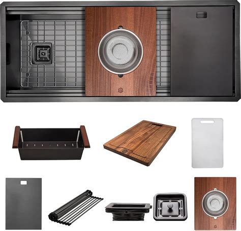 S STRICTLY KITCHEN + BATH 45” Workstation 16 Gauge Stainless Steel Sink ...