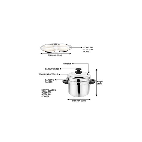 Buy Prabha Stainless Steel Heavy Gauge Bottom Idli Cooker Idli Maker ...