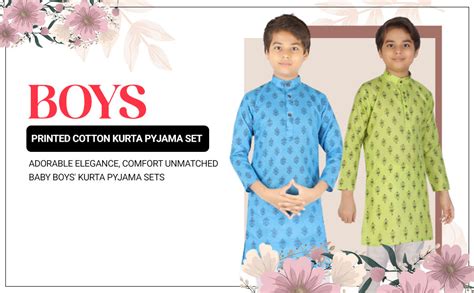 TinySteps Kids Ethnic Wear Printed Cotton Kurta Pyjama Set for Baby ...