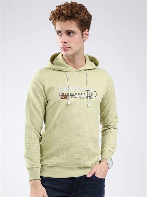 Buy Men Green Printed Hooded Full Sleeve Sweatshirt Online in India ...