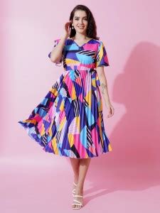 ZWERLON Women A-line Multicolor Midi/Calf Length Dress - Buy ZWERLON ...