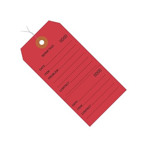 Bsc Preferred 4 3/4 x 2-3/8'' Red RePairs Tags Consecutively Numbered ...