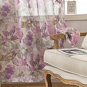 Buy ZJYPRSCU Purple Sheer Curtains 84 Inches Long Floral Leaf Printed ...
