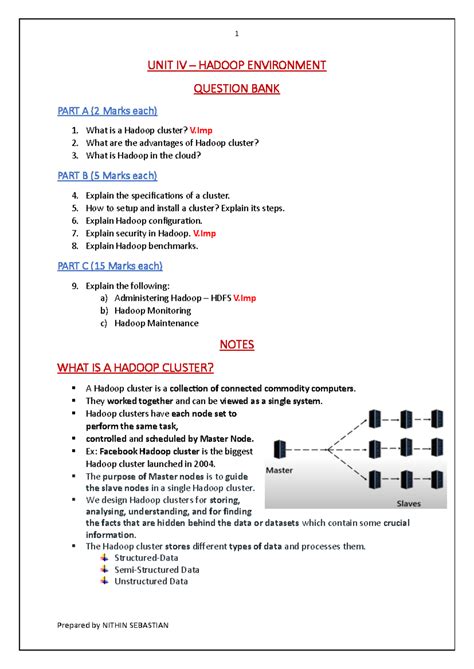 bigdata UNIT 4-1 - UNIT IV – HADOOP ENVIRONMENT QUESTION BANK PART A (2 ...