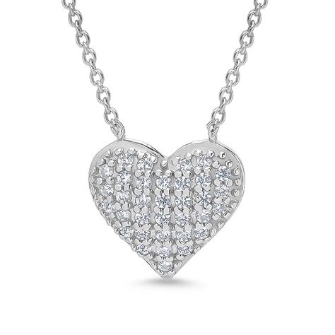 Buy 925 Sterling Silver Rhodium-Plated Heart CZ Necklace for 4 and ...