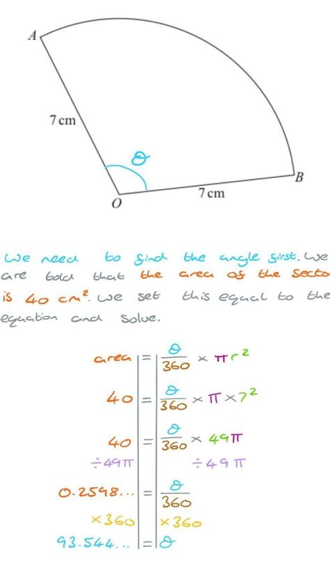 oab is a sector of a circle with centre o and radius 7. the area of the ...