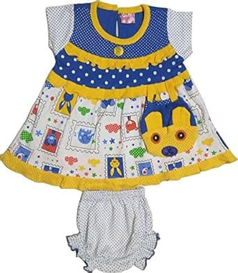 Buy Bisbasta Rabit Printed Cotton Baby Girl Blue Frock (6-12 Months) at ...