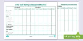 EYLF Health and Safety Editable Assessment Checklist