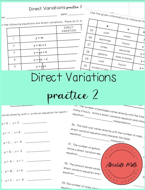 Direct Variations Practice 2 | Made By Teachers