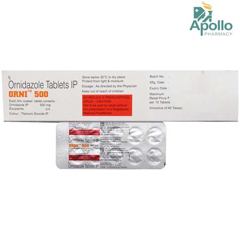 Orni 500 Tablet 10's Price, Uses, Side Effects, Composition - Apollo ...