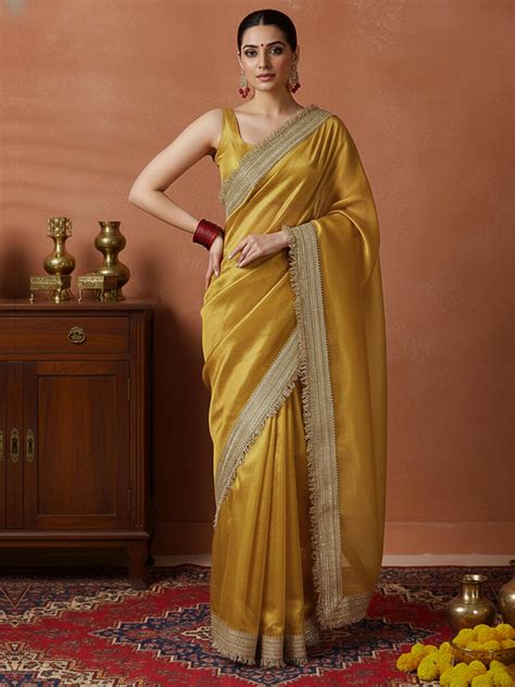 Radiant Luxe Tissue Couture Saree with Blouse Fabric – HANDME