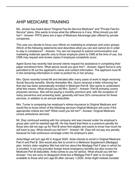 AHIP MEDICARE TRAINING - AHIP - Stuvia US