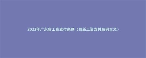 2022年广东省工资支付条例（最新工资支付条例全文） - 菏泽刑辩律师