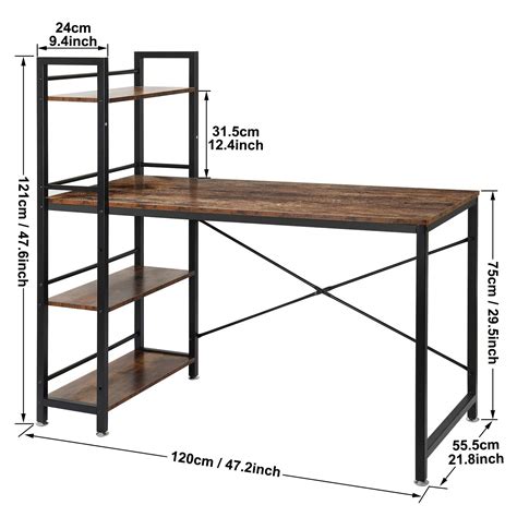 Buy Computer Desk 47-Inch, Wooden Home Office Table with 4 Tier DIY ...