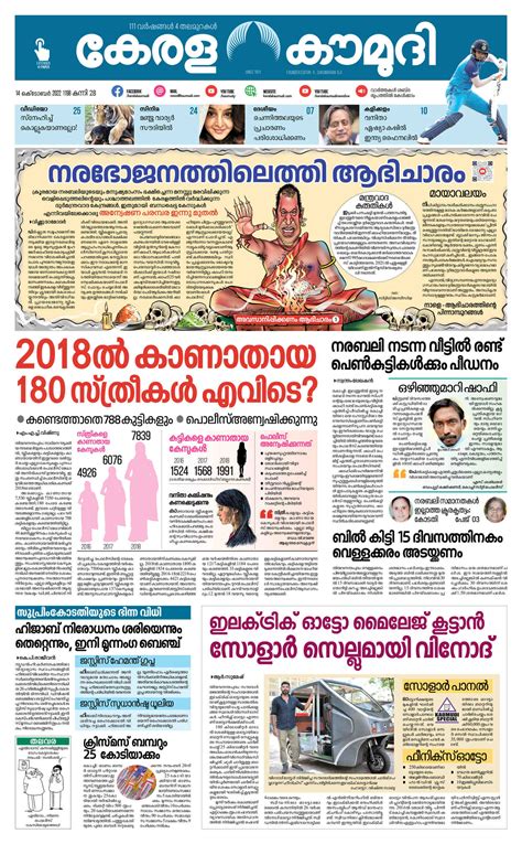 Kerala Kaumudi Daily Epaper | 14-OCT-2022 EPR 01 FRONT PAGE :: Epaper