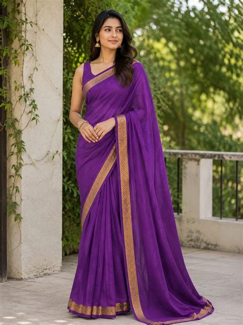 Mysore crep semi -Silk Blend Saree Featuring Rich Traditional Gold Bor ...