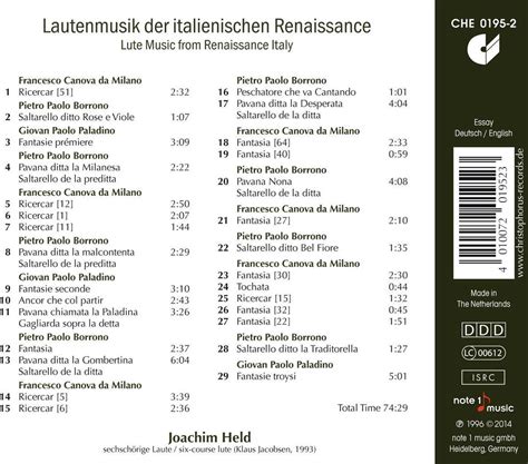 Lute Music From Renaissance Italy, Joachim Held | CD (album) | Muziek ...