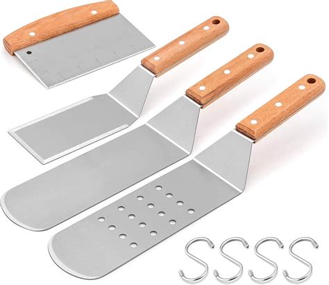 HaSteeL Stainless Steel Spatula Set with Wooden Handle, India | Ubuy