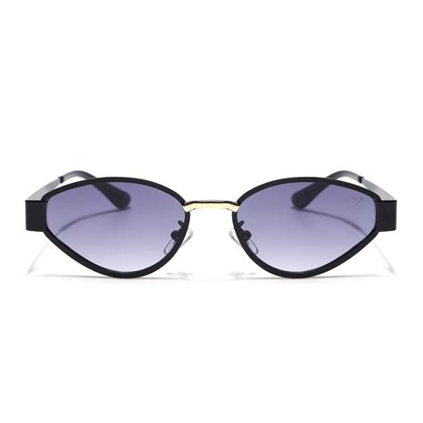 Cateye Sunglasses for Women (Grey & Clear Lens | Black & Golden Frame