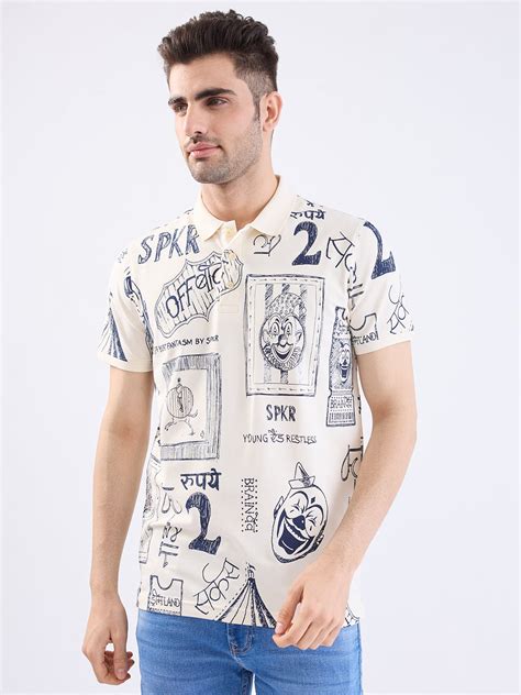 Men Off White Slim Fit Casual T-Shirt