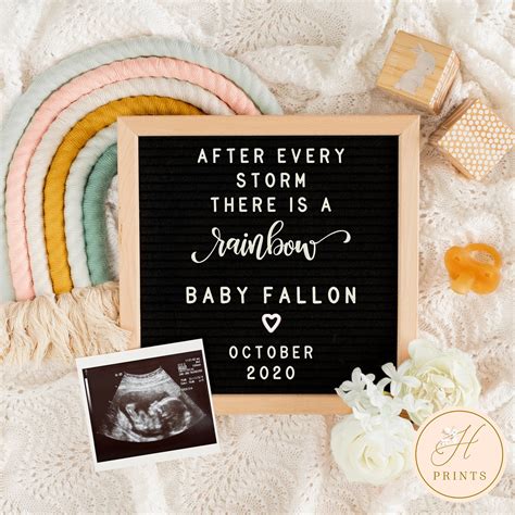 Editable rainbow baby pregnancy announcement for social media rainbow ...