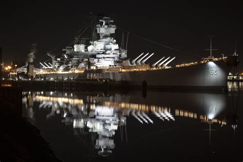 Battleship on the Delaware River: USS New Jersey traveling to ...