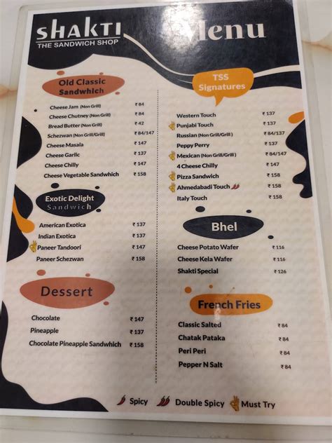 Menu at Shakti The Sandwich Shop, Anand, G/10